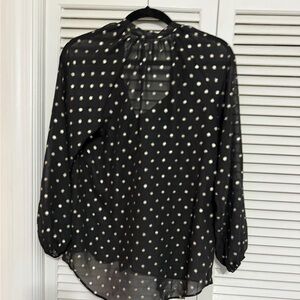 Madison Black Blouse with White Polka Dots